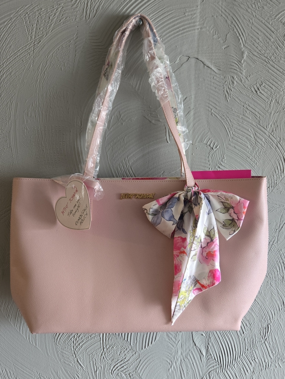Betsey Johnson Pink Floral Accent Tote Bag - Women's Fashion Handbag